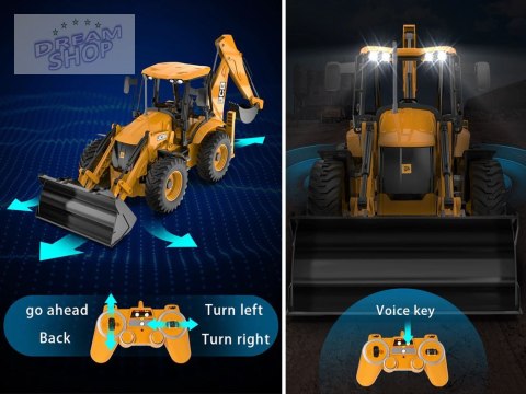 Duży Traktor Spychacz Koparka JCB zdalnie sterowana na pilota 1:20 RC0578
