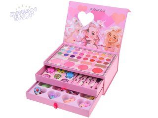 Duży zestaw do makijażu - uroczy KUFEREK z kosmetykami i biżuterią ZA5693