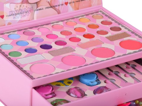 Duży zestaw do makijażu - uroczy KUFEREK z kosmetykami i biżuterią ZA5693