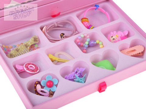 Duży zestaw do makijażu - uroczy KUFEREK z kosmetykami i biżuterią ZA5693