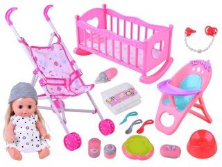 Duży zestaw lalka interaktywna wózek krzesełko łóżeczko akcesoria ZA4286