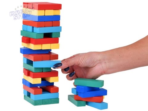 Gra JENGA - chwiejąca się wieża Kolorowe klocki z drewna GR0627