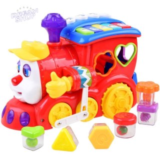 Interaktywna LOKOMOTYWA Sorter + kolorowe klocki Muzyka + światło ZA0104
