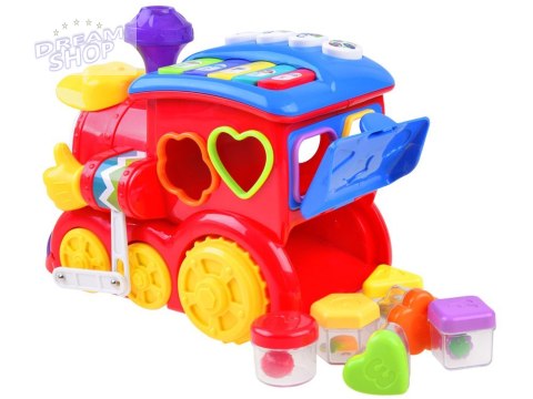 Interaktywna LOKOMOTYWA Sorter + kolorowe klocki Muzyka + światło ZA0104