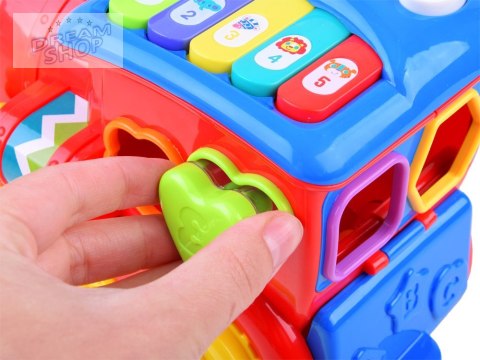 Interaktywna LOKOMOTYWA Sorter + kolorowe klocki Muzyka + światło ZA0104