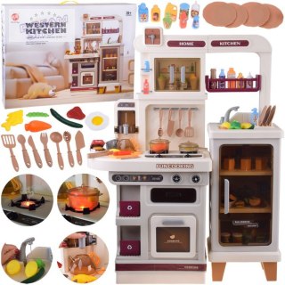 Interaktywna beżowa kuchnia dla dzieci + efekty: światło dźwięk para ZA5766