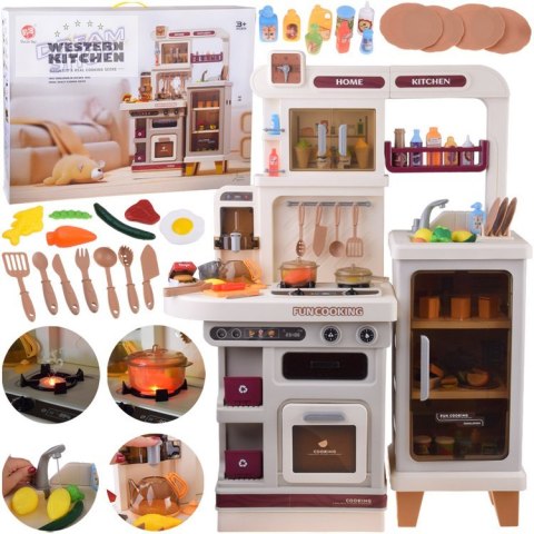 Interaktywna beżowa kuchnia dla dzieci + efekty: światło dźwięk para ZA5766