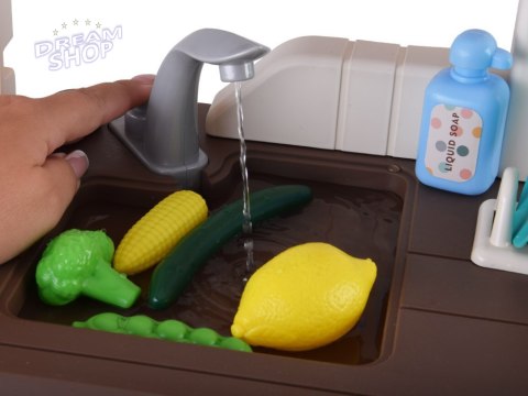 Interaktywna brązowa kuchnia dla dzieci+efekty: światło dźwięk para ZA5765