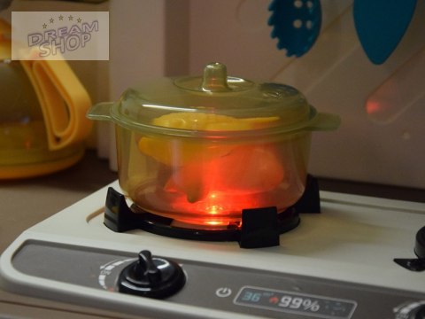 Interaktywna brązowa kuchnia dla dzieci+efekty: światło dźwięk para ZA5765
