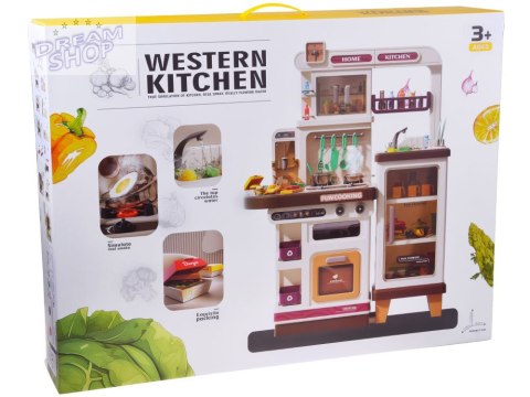 Interaktywna brązowa kuchnia dla dzieci+efekty: światło dźwięk para ZA5765