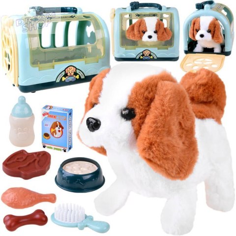 Interaktywny piesek beagle + karma + transporter akcesoria ZA4354
