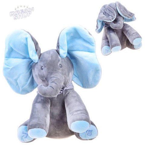 Interaktywny pluszowy Słoń maskotka Słonik zakrywa oczka śpiewa ZA3112 Interaktywny pluszowy Słoń maskotka Słonik zakrywa oczka śpiewa ZA3112