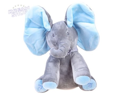 Interaktywny pluszowy Słoń maskotka Słonik zakrywa oczka śpiewa ZA3112 Interaktywny pluszowy Słoń maskotka Słonik zakrywa oczka śpiewa ZA3112
