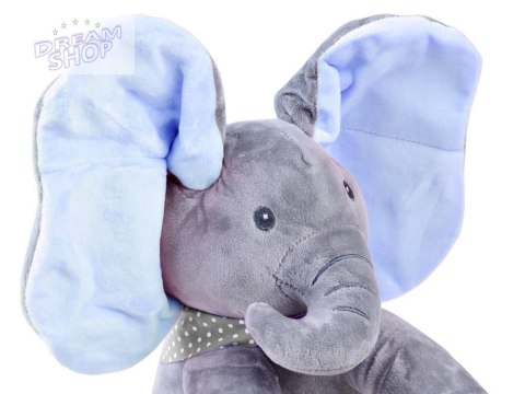 Interaktywny pluszowy Słoń maskotka Słonik zakrywa oczka śpiewa ZA3112 Interaktywny pluszowy Słoń maskotka Słonik zakrywa oczka śpiewa ZA3112