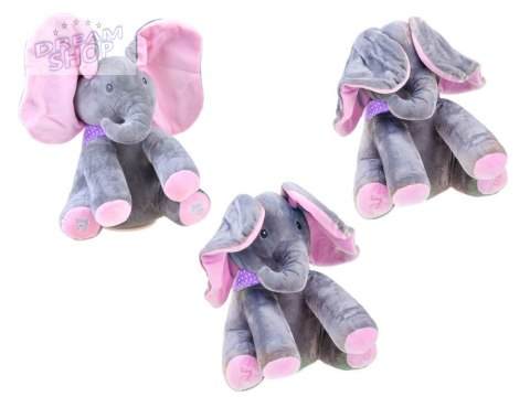 Interaktywny pluszowy Słoń maskotka Słonik zakrywa oczka śpiewa ZA3112 Interaktywny pluszowy Słoń maskotka Słonik zakrywa oczka śpiewa ZA3112