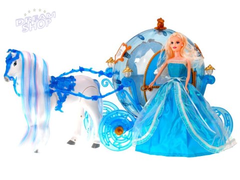 Karoca Kopciuszek + koń z grzywą chodzi rży + lalka w balowej sukni ZA1362