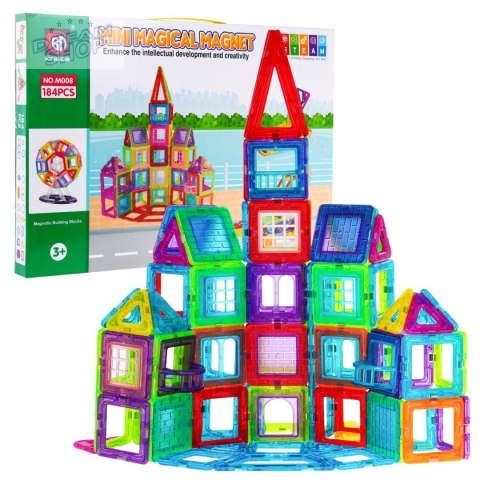 Klocki Magnetyczne MEGA Zestaw 184 elementów