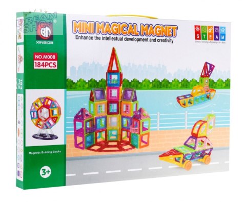 Klocki Magnetyczne MEGA Zestaw 184 elementów