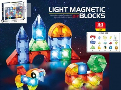 Klocki magnetyczne świecące 32el Klocki magnetyczne świecące 32el