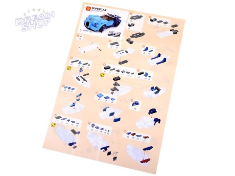 Klocki techniczne Sportowe auto NIEBIESKIE 139-elementów + naklejki ZA4288 Klocki techniczne Sportowe auto NIEBIESKIE 139-elementów + naklejki ZA4288