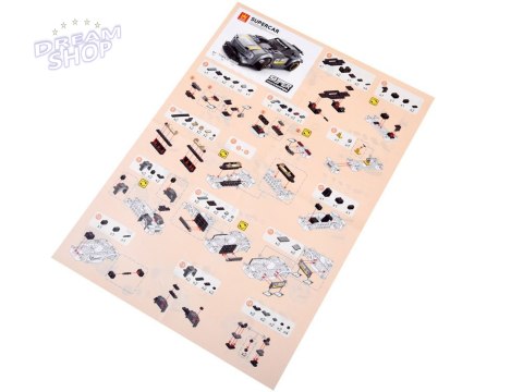 Klocki techniczne Sportowe auto SREBRNE 174-elementy + naklejki ZA4287 Klocki techniczne Sportowe auto SREBRNE 174-elementy + naklejki ZA4287