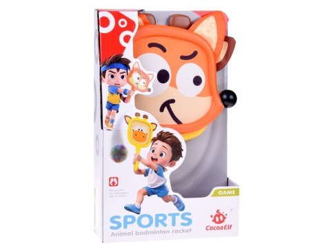 Kolorowe rakietki w kształcie zwierząt +2 piłeczki dla najmłodszych ZA5605
