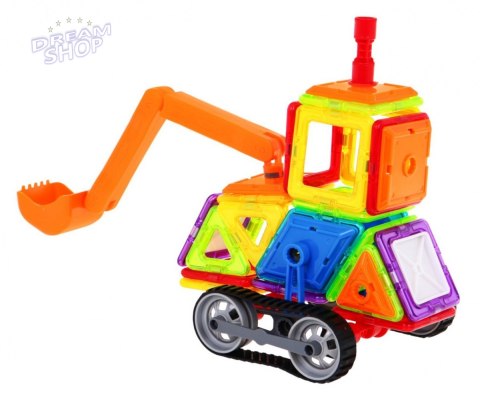 Konstrukcyjne Klocki Magnetyczne dla dzieci 3+ Zestaw 78 el. + Moduł kół + Ramię koparki + Klocki magnetyczne i plastikowe Konstrukcyjne Klocki Magnetyczne dla dzieci 3+ Zestaw 78 el. + Moduł kół + Ramię koparki + Klocki magnetyczne i plastikowe