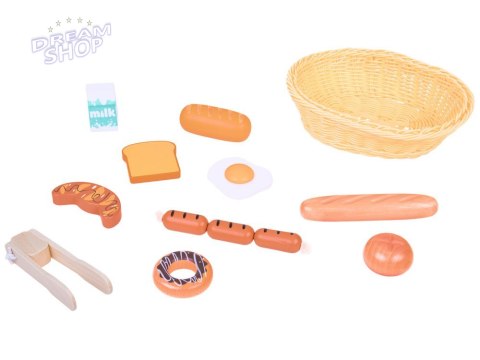 Koszyk z Pieczywem Chleb drewniane jedzenie spożywcze 11ele ZA5383