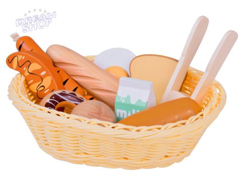 Koszyk z Pieczywem Chleb drewniane jedzenie spożywcze 11ele ZA5383