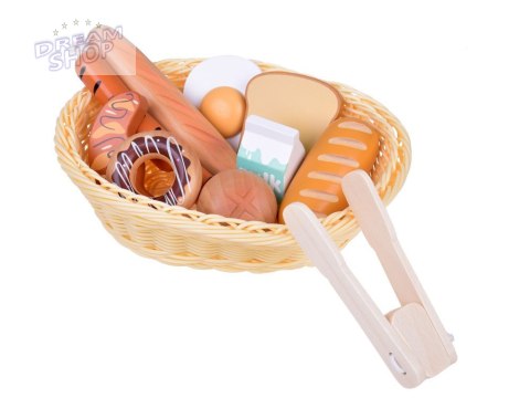 Koszyk z Pieczywem Chleb drewniane jedzenie spożywcze 11ele ZA5383