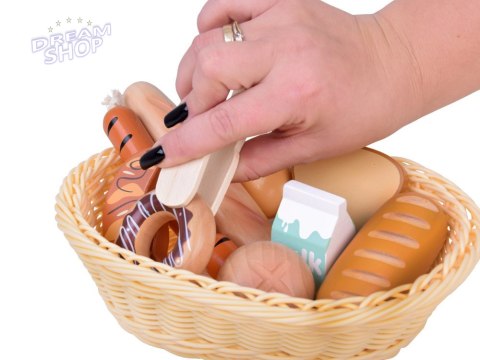 Koszyk z Pieczywem Chleb drewniane jedzenie spożywcze 11ele ZA5383