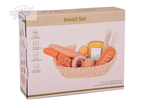 Koszyk z Pieczywem Chleb drewniane jedzenie spożywcze 11ele ZA5383