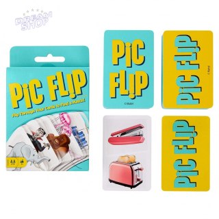 Logiczna gra karciana Pic Flip dla dzieci 7+ Zabawa w skojarzenia + 110 kart z obrazkami