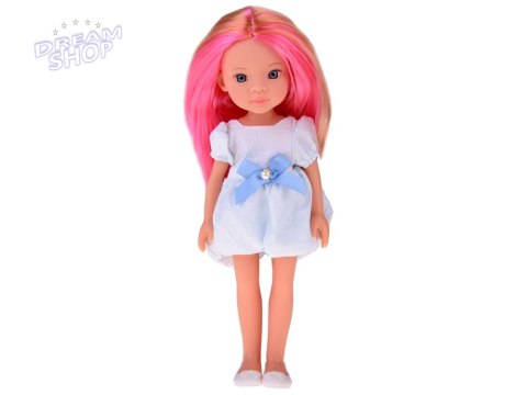 Lovely Girl Urocza Lalka w białej sukience z niebieską kokardką 33cm ZA5850