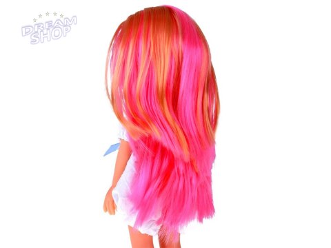 Lovely Girl Urocza Lalka w białej sukience z niebieską kokardką 33cm ZA5850