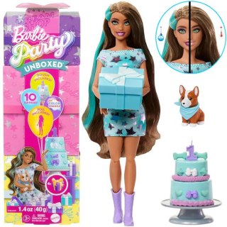 Mattel Barbie Party Unboxed lalka z serii: Urodziny + pies corgi ZA6066