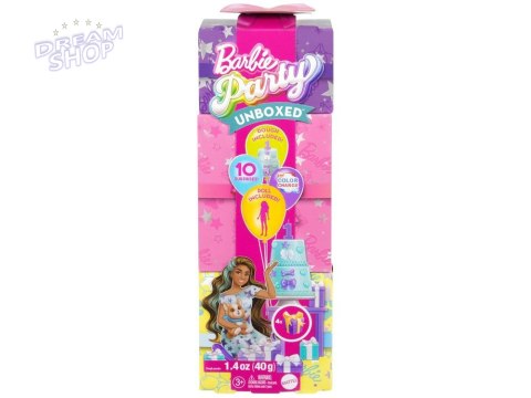Mattel Barbie Party Unboxed lalka z serii: Urodziny + pies corgi ZA6066