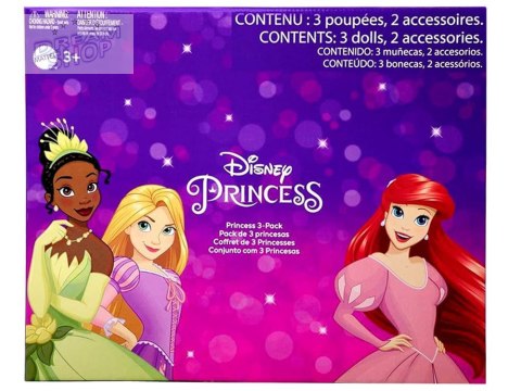 Mattel Disney Princess Zestaw 3 lalek: Ariel + Tiana + Roszpunka ZA6036