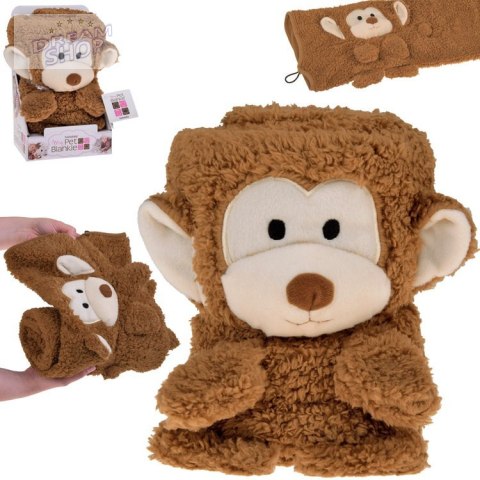 Miękki kocyk - przytulanka 2w1 MAŁPKA w kolorze mokka mouse ZA0724