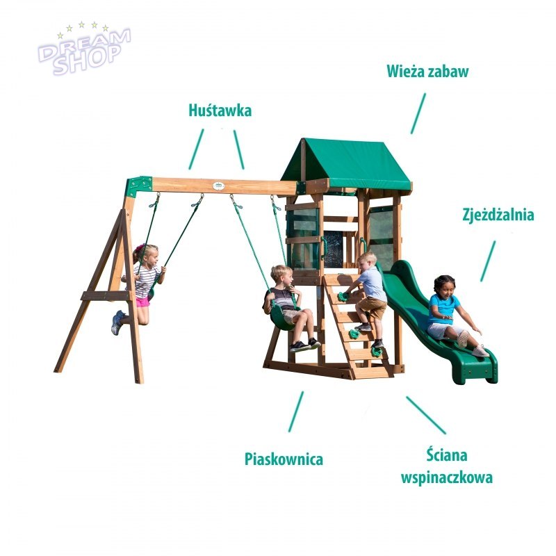Backyard Discovery Buckley Hill drewniany plac zabaw 5w1 + Stolik gratis! Backyard Discovery Buckley Hill drewniany plac zabaw 5w1 + Stolik gratis!