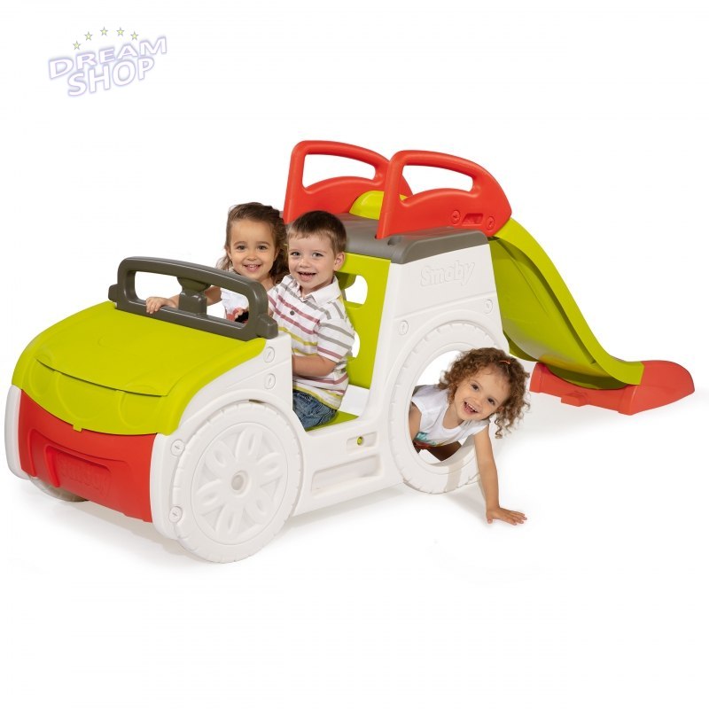 Smoby Samochód Przygód ze zjeżdżalnią i piaskownicą Smoby Samochód Przygód ze zjeżdżalnią i piaskownicą