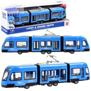 Przegubowy niebieski TRAMWAJ światło dźwięk 45 cm ZA3834