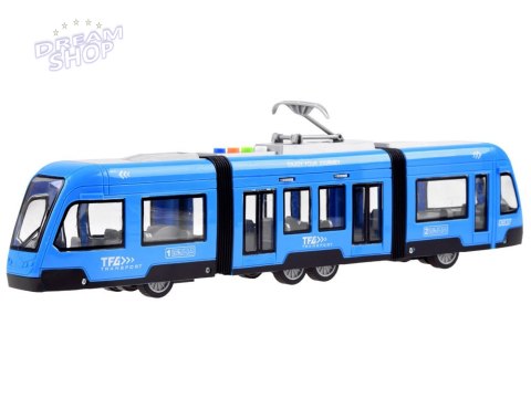Przegubowy niebieski TRAMWAJ światło dźwięk 45 cm ZA3834