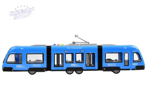 Przegubowy niebieski TRAMWAJ światło dźwięk 45 cm ZA3834