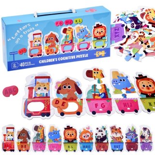 Puzzle edukacyjne Pociąg ze zwierzątkami do nauki alfabetu 40-ele ZA5751