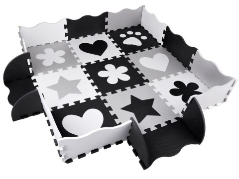 Puzzle piankowe - Kontrastowa mata dla niemowląt KSZTAŁTY 120x120cmZA4782