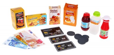 Realistyczna Kasa sklepowa dla dzieci 3+ Panel dotykowy Kalkulator + Skaner + Imitacje produktów spożywczych