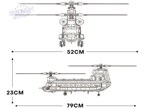 Reobrix Licencjonowane Klocki Helikopter CH-47 Chinook 1458 ele ZA5802