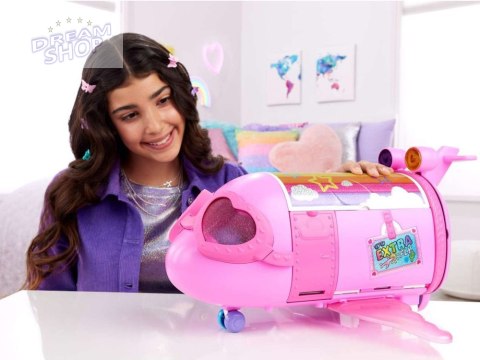 Różowy tęczowy samolot Barbie Extra Fly Minis lalka pilotka ZA5092