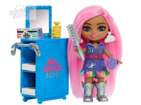 Różowy tęczowy samolot Barbie Extra Fly Minis lalka pilotka ZA5092